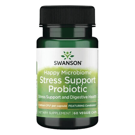 Swanson Happy Microbiom Stress Support Probiotic, 60 gélules végétales