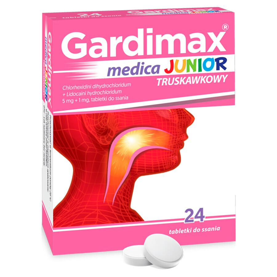 Gardimax Medica Junior căpșuni 5 mg +1 mg, 24 pastile