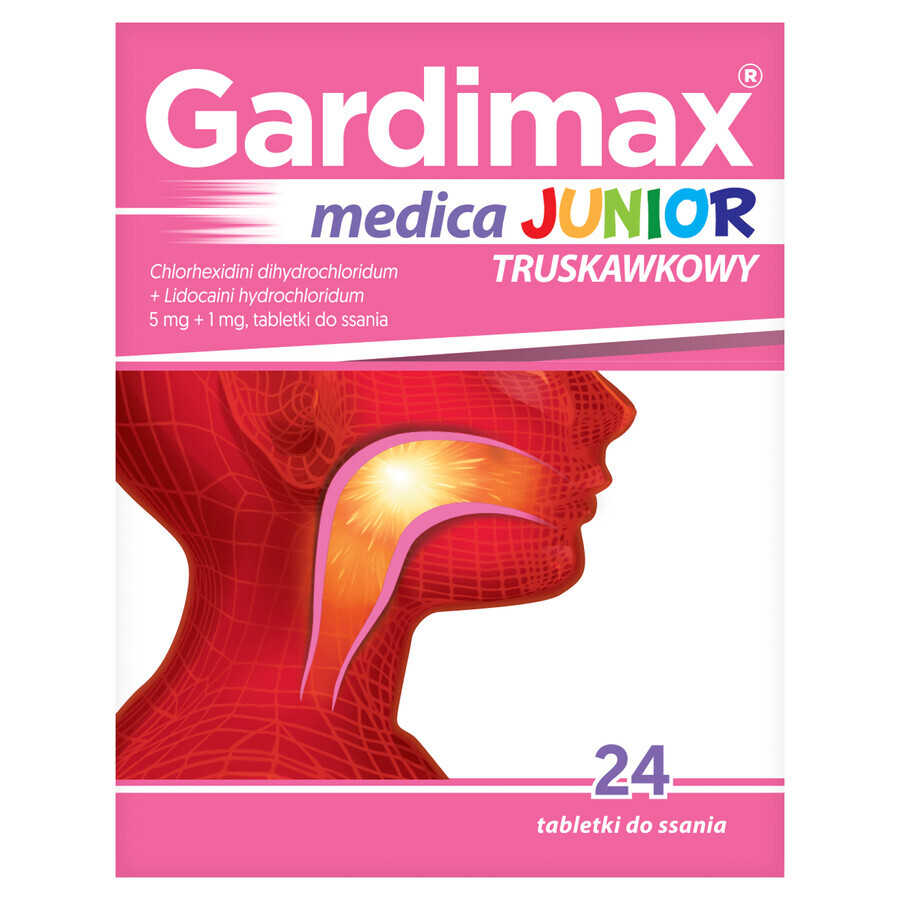 Gardimax Medica Junior căpșuni 5 mg +1 mg, 24 pastile