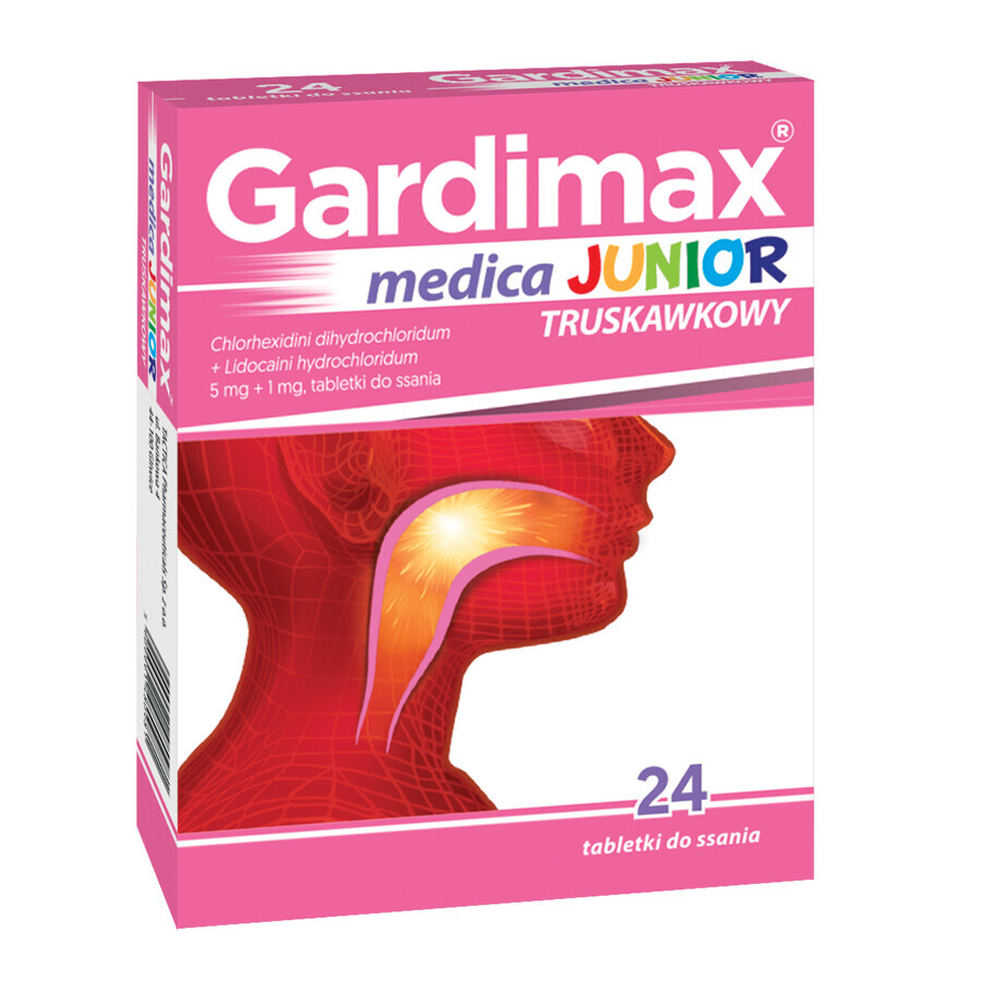 Gardimax Medica Junior căpșuni 5 mg +1 mg, 24 pastile