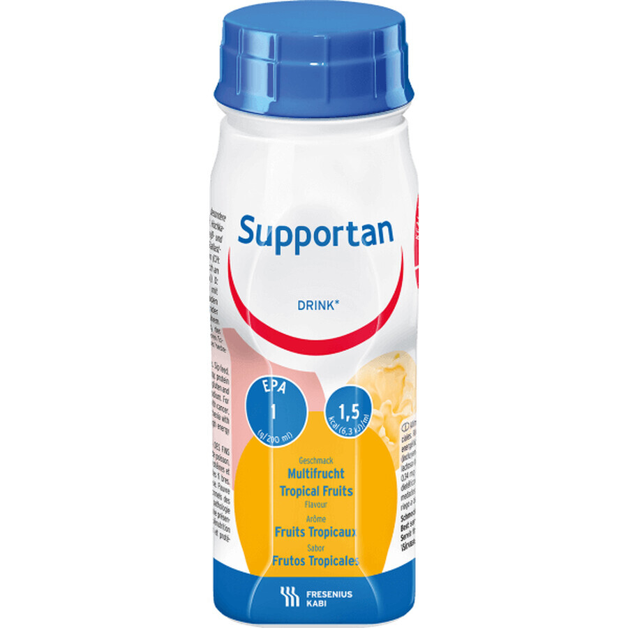 Supportan Drink, preparado nutricional, sabor fruta tropical, 4 x 200 ml