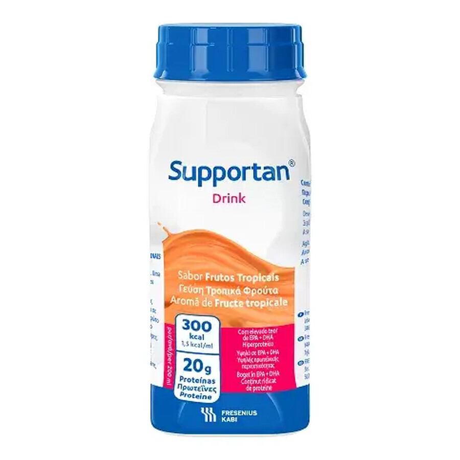 Supportan Drink, preparado nutricional, sabor fruta tropical, 4 x 200 ml