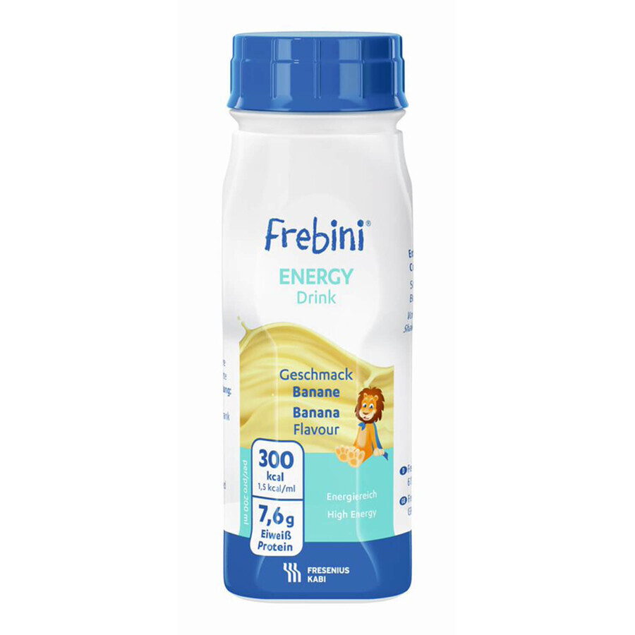 Frebini Energy Drink, préparation nutritionnelle pour les enfants de 1 à 12 ans, goût banane, 4 x 200 ml