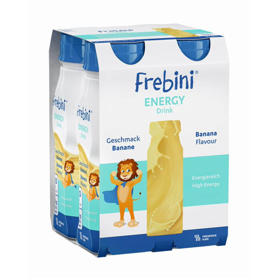 Frebini Energy Drink, préparation nutritionnelle pour les enfants de 1 à 12 ans, goût banane, 4 x 200 ml