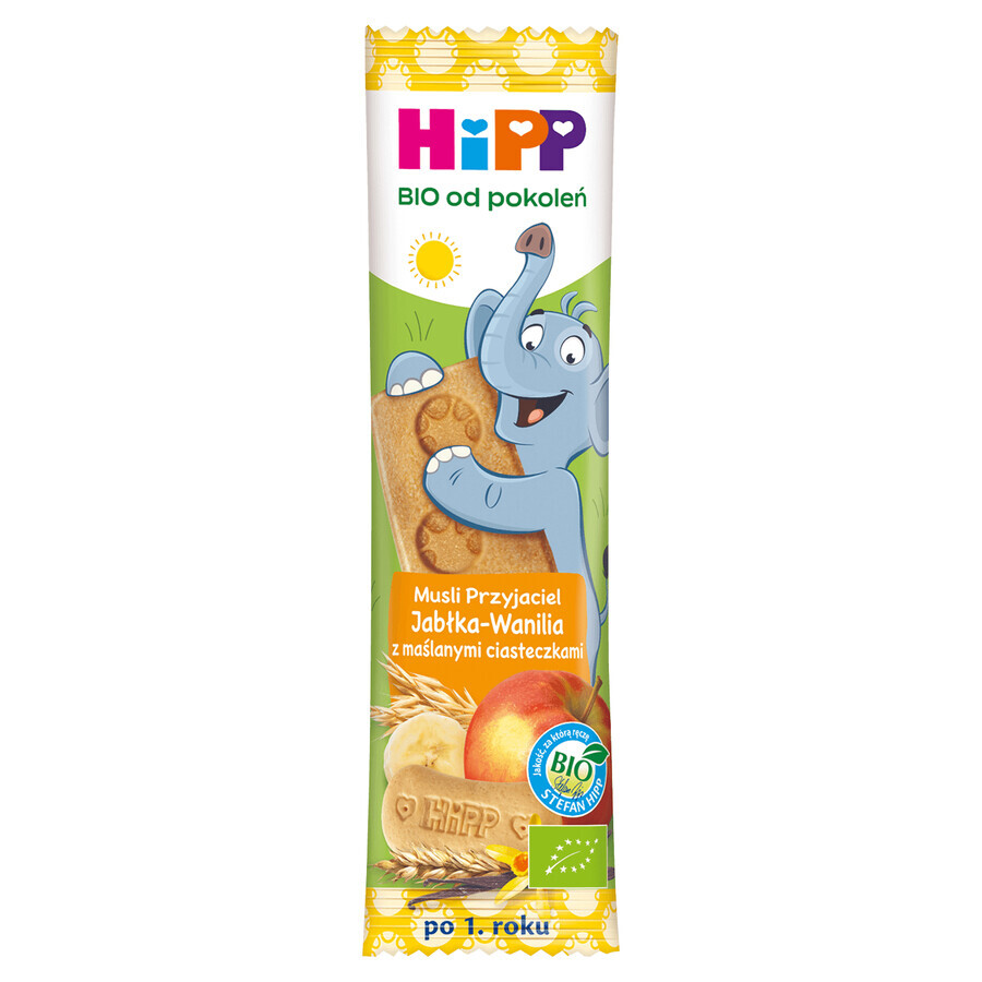 HiPP Musli Friend, Bio bar, mere-vanilie cu biscuiți cu unt, după 1 an, 20 g