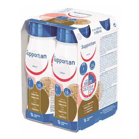 Supportan Drink, preparat nutritiv, aromă cappuccino, 4 x 200 ml