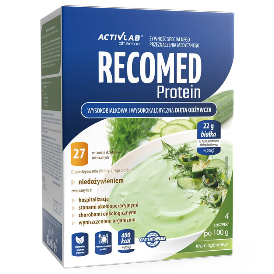 ActivLab Pharma RecoMed Protein, préparation nutritionnelle, crème de concombre, 100 g x 4 sachets