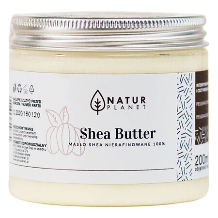 Natur Planet, unt de shea, nerafinat 100%, 200 g