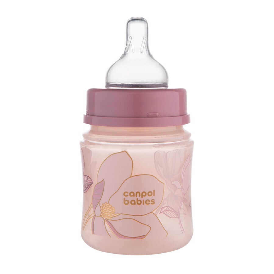 Canpol Baby's EasyStart, antikoliek, fles met wijde opening, Gold, roze, 35/239, vanaf de geboorte, 120 ml