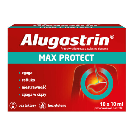 Alugastrin Max Protect, suspensie orală, 10 plicuri