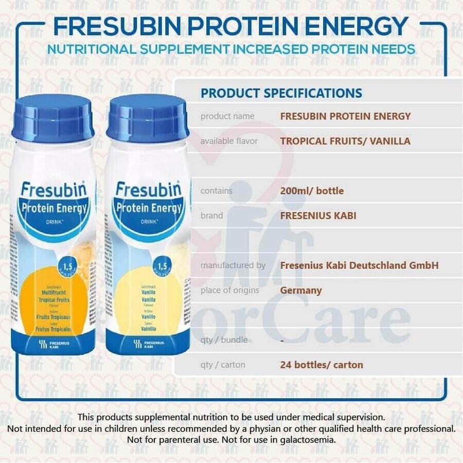 Băutură energizantă cu aromă de fructe tropicale Fresubin, 4 x 200 ml, Fresenius Kabi