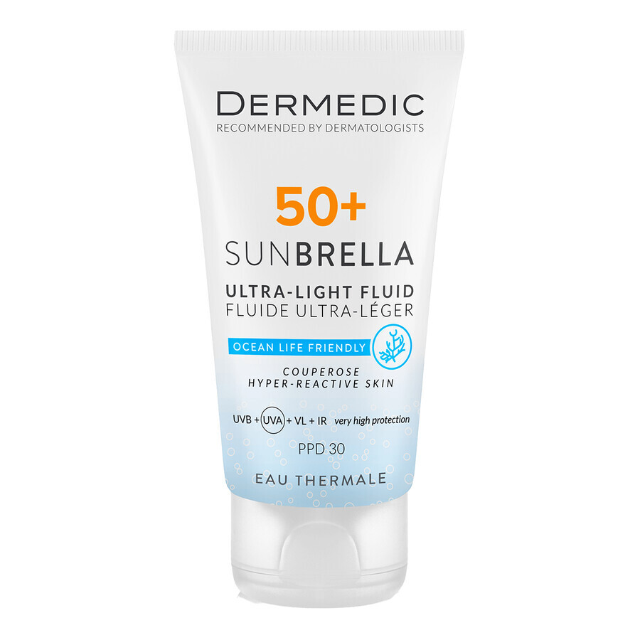 Dermedic Sunbrella, ultraleichte Schutzcreme für das Gesicht, hyperreaktive und vaskuläre Haut, SPF 50+, 40 ml