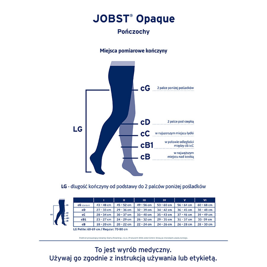 Jobst Opaque, ciorapi de compresie, CCL2, vârf închis, mărimea 3, natural