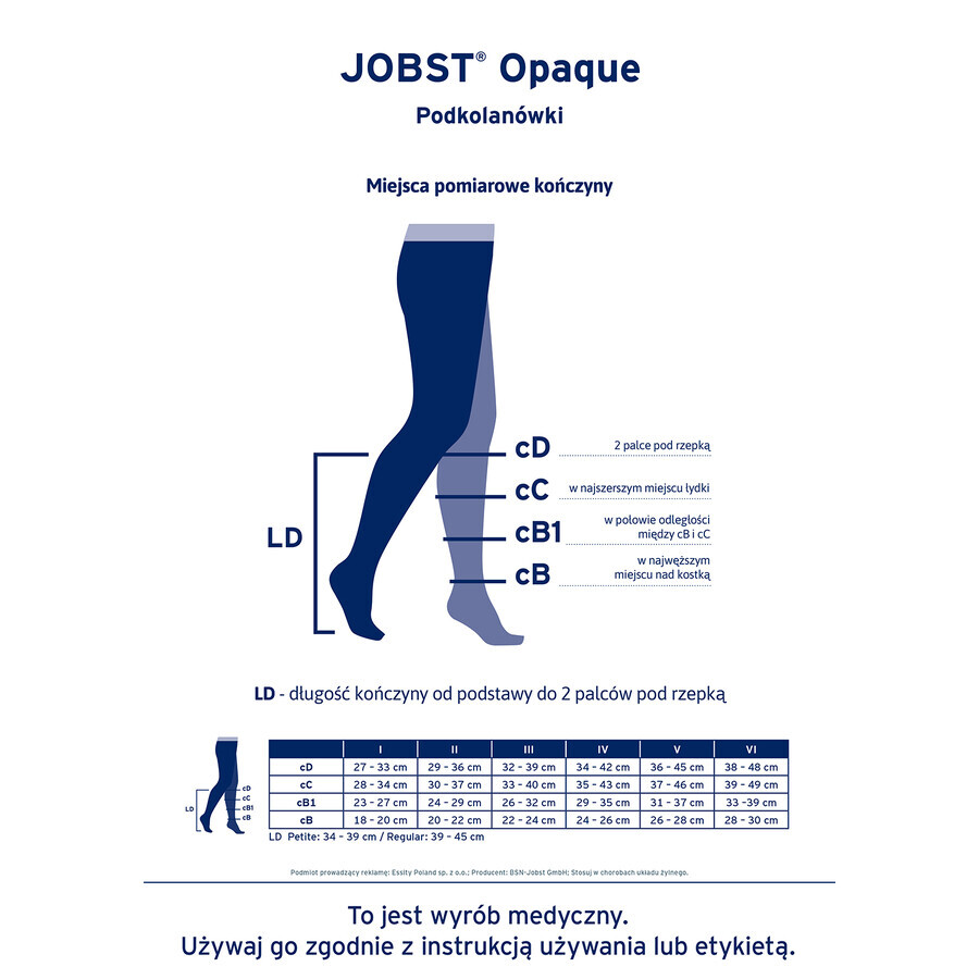 Jobst Opaque, șosete de compresie pentru genunchi, CCL2, vârf închis, mărimea 4, naturale