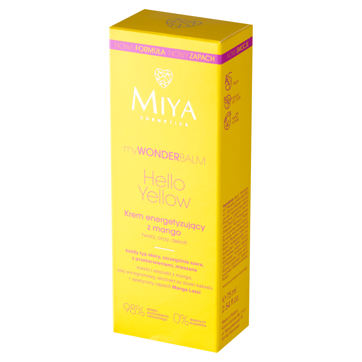 Miya myWONDERBALM Hello Yellow, cremă energizantă cu mango, 75 ml