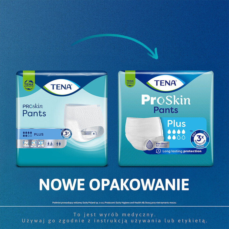 Tena Pants ProSkin, slip absorbant, mărimea L, 100-135 cm, Plus, 30 bucăți