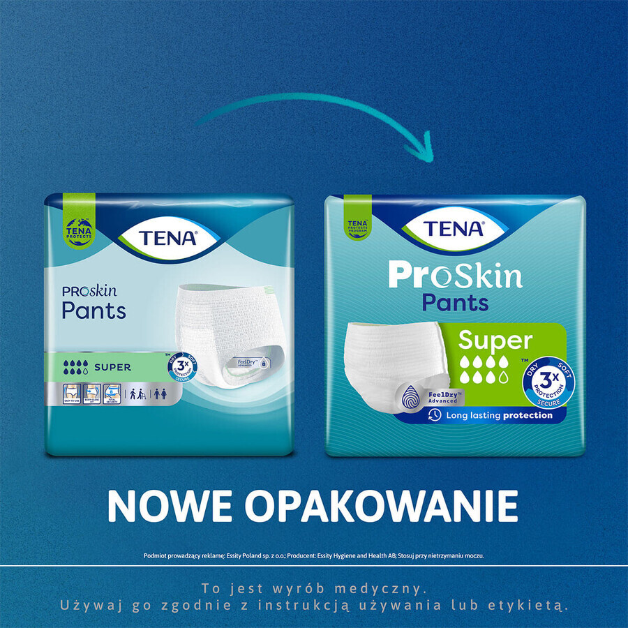 Tena Pants Proskin, slip absorbant, mărimea L, 100-135 cm, Super, 30 bucăți