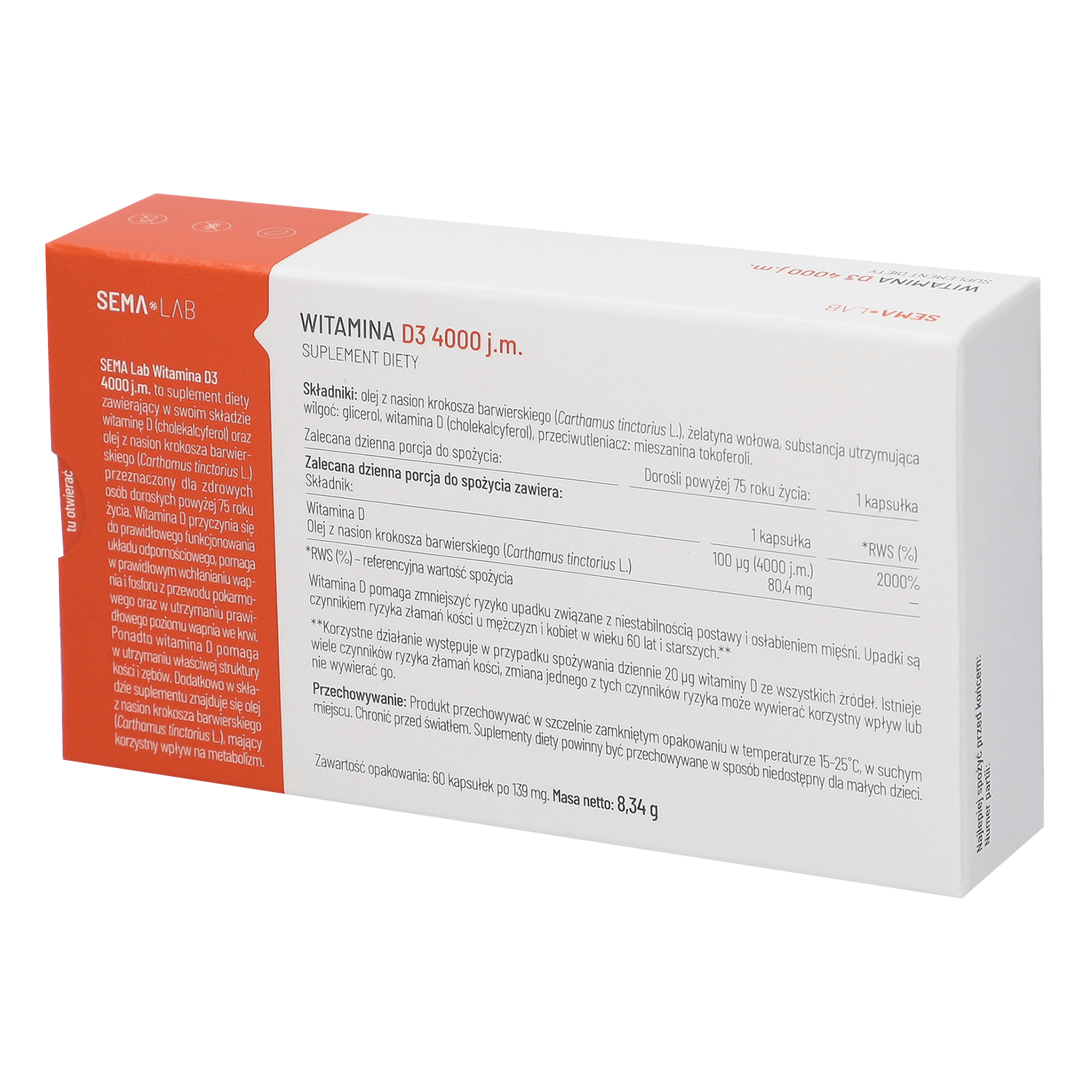 SEMA Lab Vitamina D3 4000 UI, 60 capsule moi