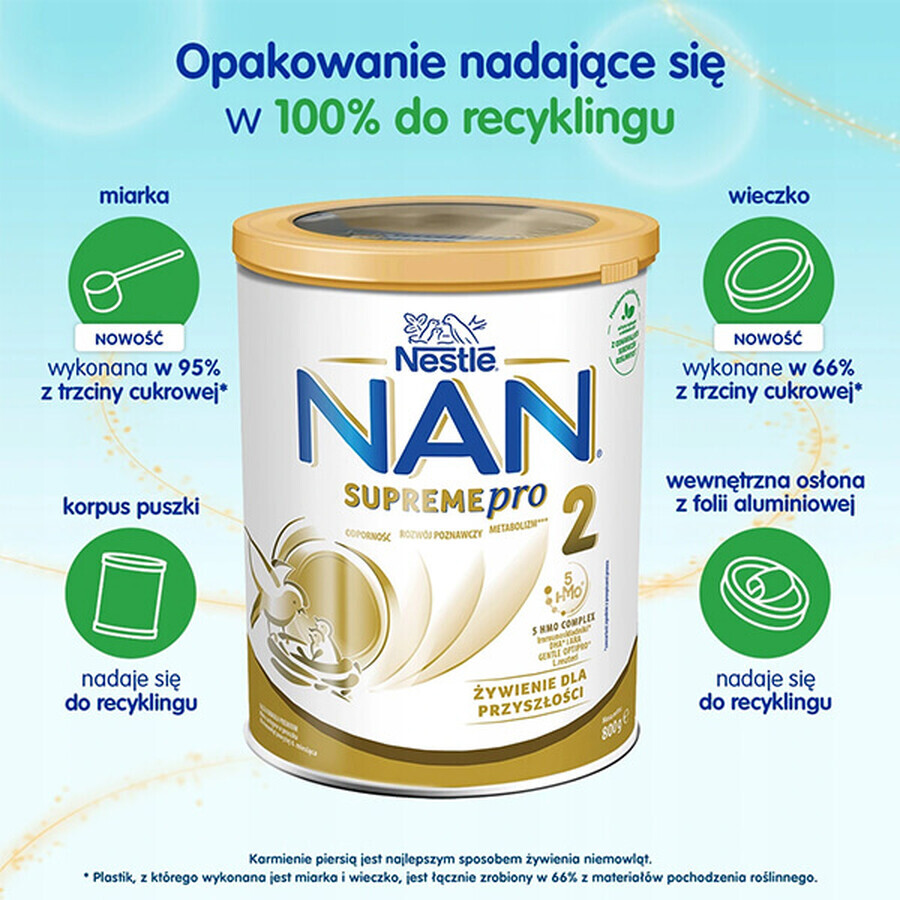 Nestle NAN Supremepro 2 HM-O, latte di proseguimento per lattanti oltre i 6 mesi, 800 g