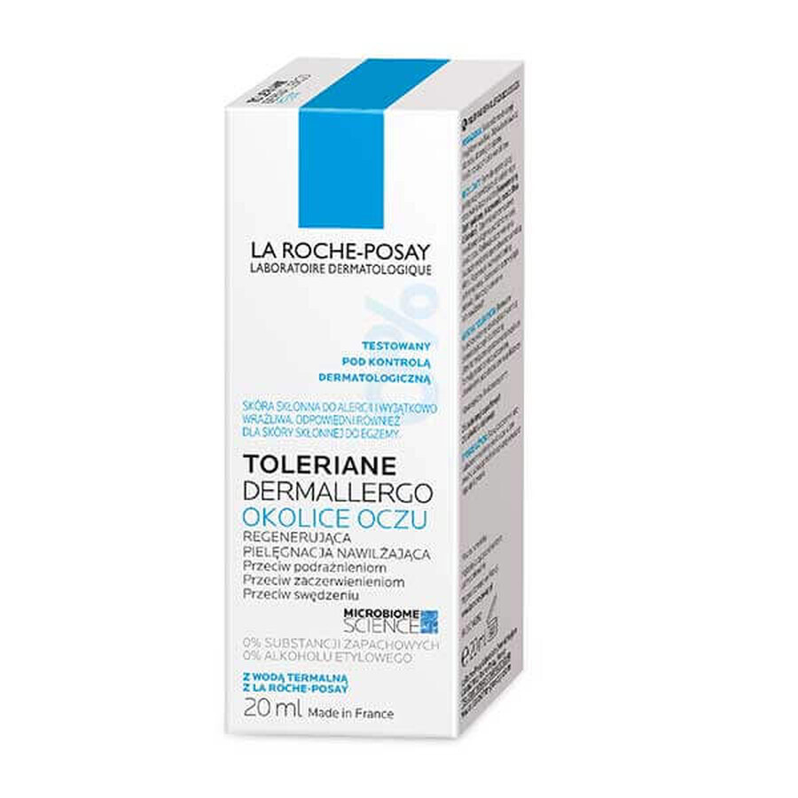 La Roche-Posay Toleriane Dermallergo, crème pour les yeux, soin hydratant régénérant, 20 ml