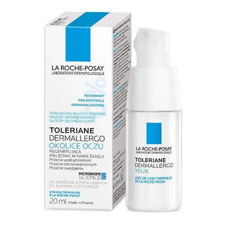 La Roche-Posay Toleriane Dermallergo, crème pour les yeux, soin hydratant régénérant, 20 ml