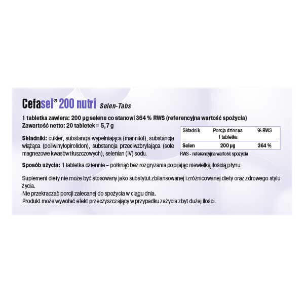 Cefasel 200 Nutri Selenium-Tabs, 20 comprimate