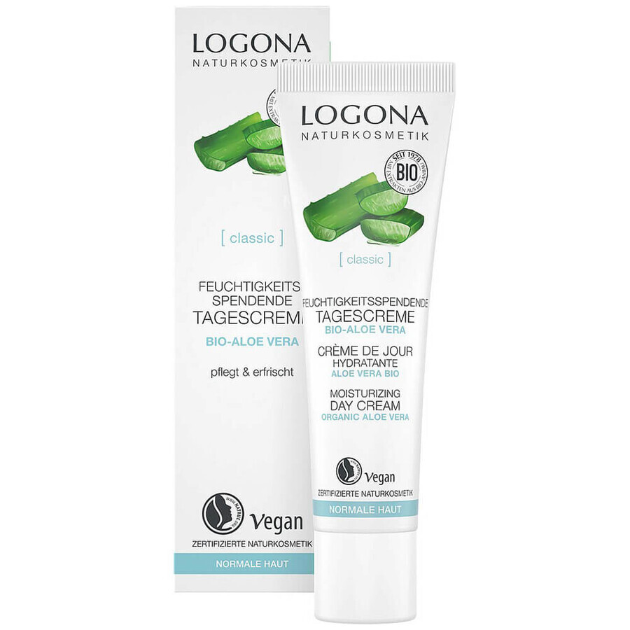 Logona Classic, hydraterende dagcrème met bio-aloë vera, normale huid, 30 ml