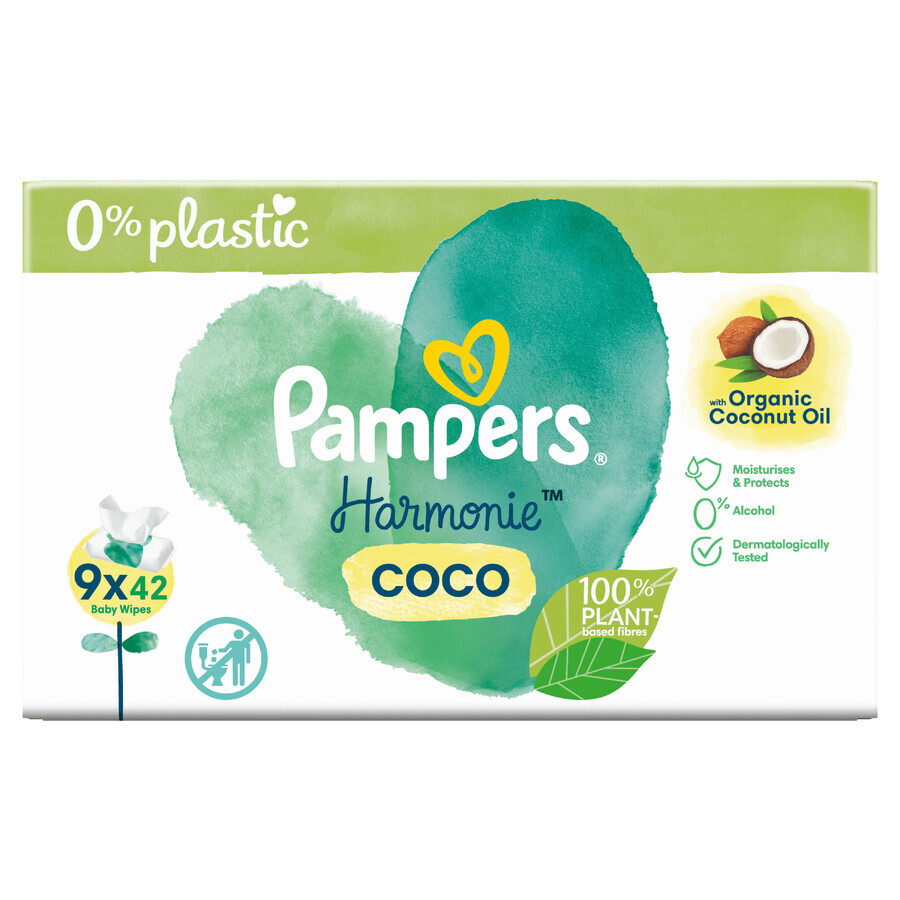 Pampers Harmonie Coco, șervețele umede, 9 x 42 buc