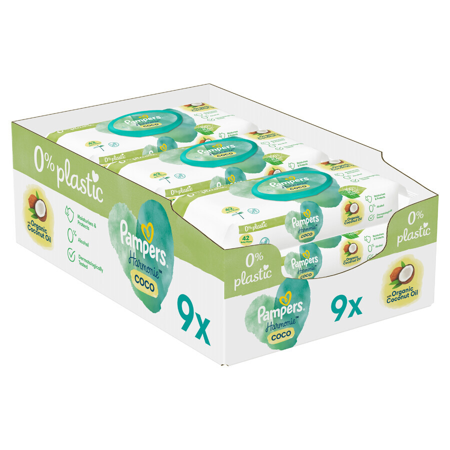 Pampers Harmonie Coco, șervețele umede, 9 x 42 buc