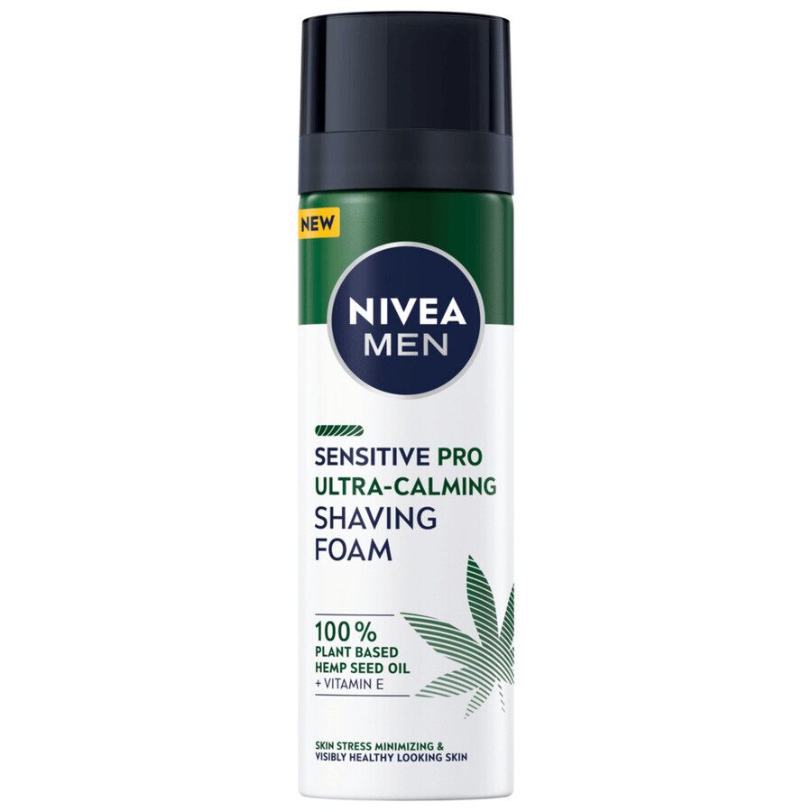 Nivea Men Sensitive Pro, schiuma da barba con olio di canapa, ultra-calmante, 200 ml