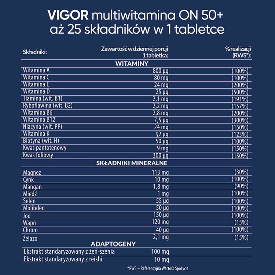 Vigor multivitamine voor 50+, 60 tabletten