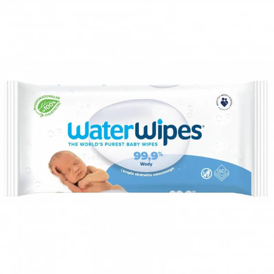 WaterWipes Bio, șervețele umede, apă, de la naștere, 9 x 60 buc