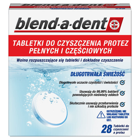 Blend-a-dent, Tablete pentru curățarea protezei dentare, Prospețime de lungă durată, 28 tablete