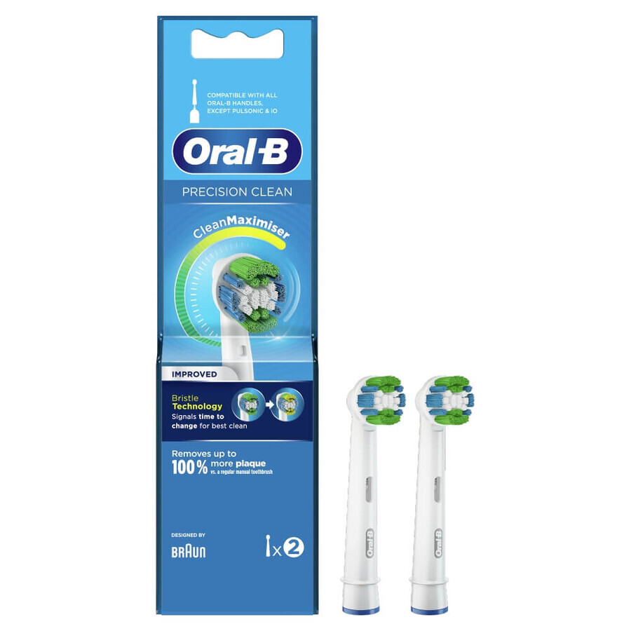 Oral-B Precision Clean, punte di ricambio per spazzolino elettrico Clean Maximiser, EB20-2, 2 pezzi