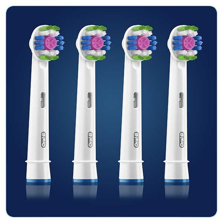 Oral-B 3D White, vârfuri de schimb pentru periuța de dinți electrică Clean Maximiser, EB4 3DW, 4 bucăți