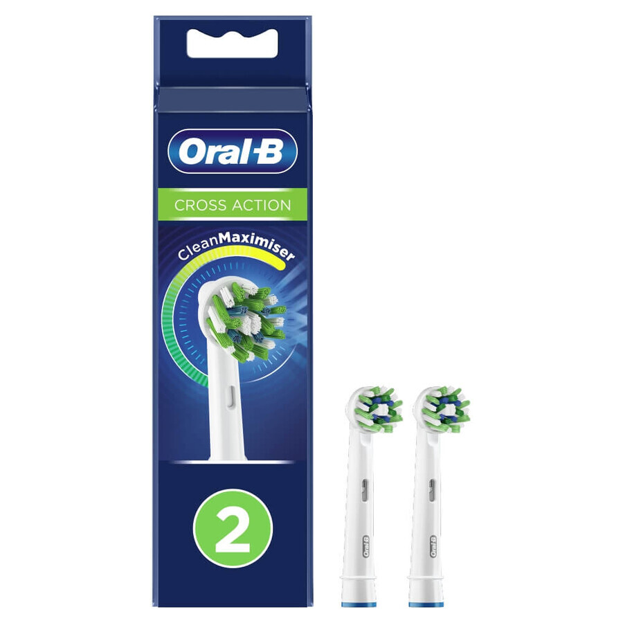 Oral-B Cross Action, punte di ricambio per spazzolino elettrico Clean Maximiser, EB50-2N, 2 pezzi