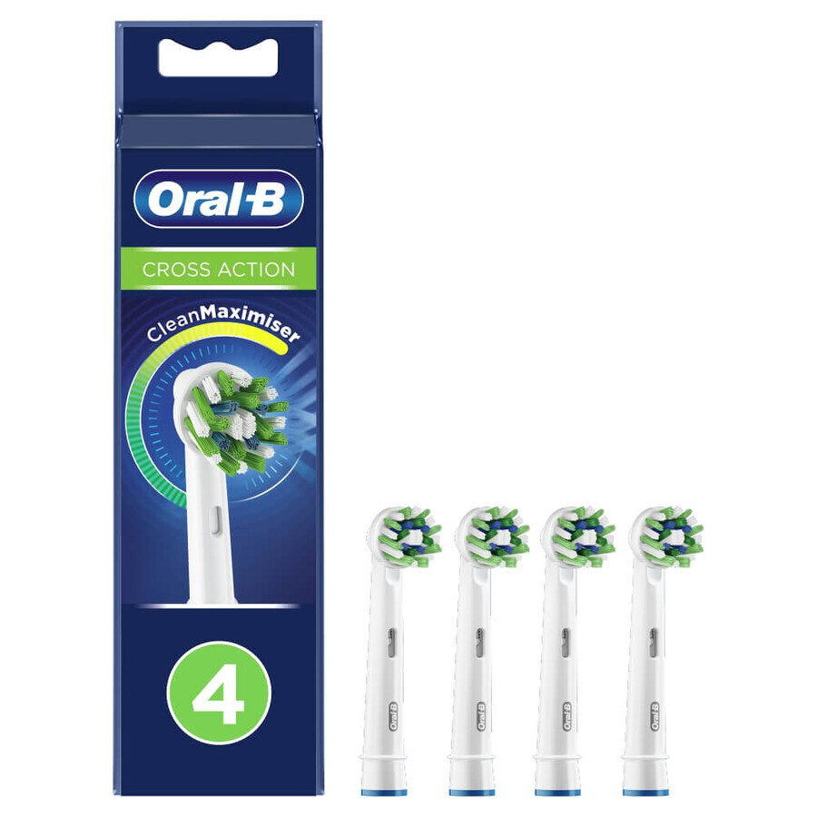 Oral-B Cross Action, vervangende opzetborstels voor Clean Maximiser elektrische tandenborstel, EB50-4, 4 stuks