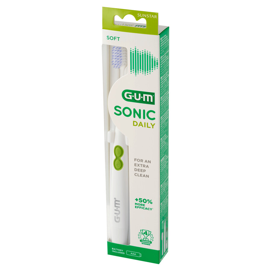 Sunstar Gum Sonic Daily, brosse à dents sonique, blanche, 1 pièce