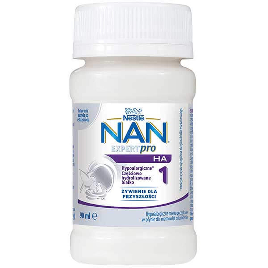 Nestle NAN Expertpro HA 1, hypoallergene Säuglingsmilch für Säuglinge ab Geburt, flüssig, 90 ml