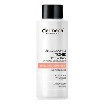 Dermena Professional, toner facial exfoliant, 6% acid glicolic, toate tipurile de piele, 100 ml