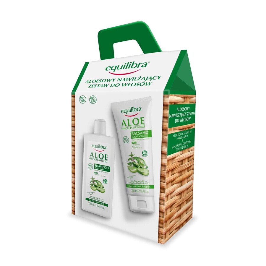 Equilibra Aloe Set, feuchtigkeitsspendendes Shampoo, Aloe Vera, 250 ml + feuchtigkeitsspendende Spülung, Aloe Vera, 200 ml