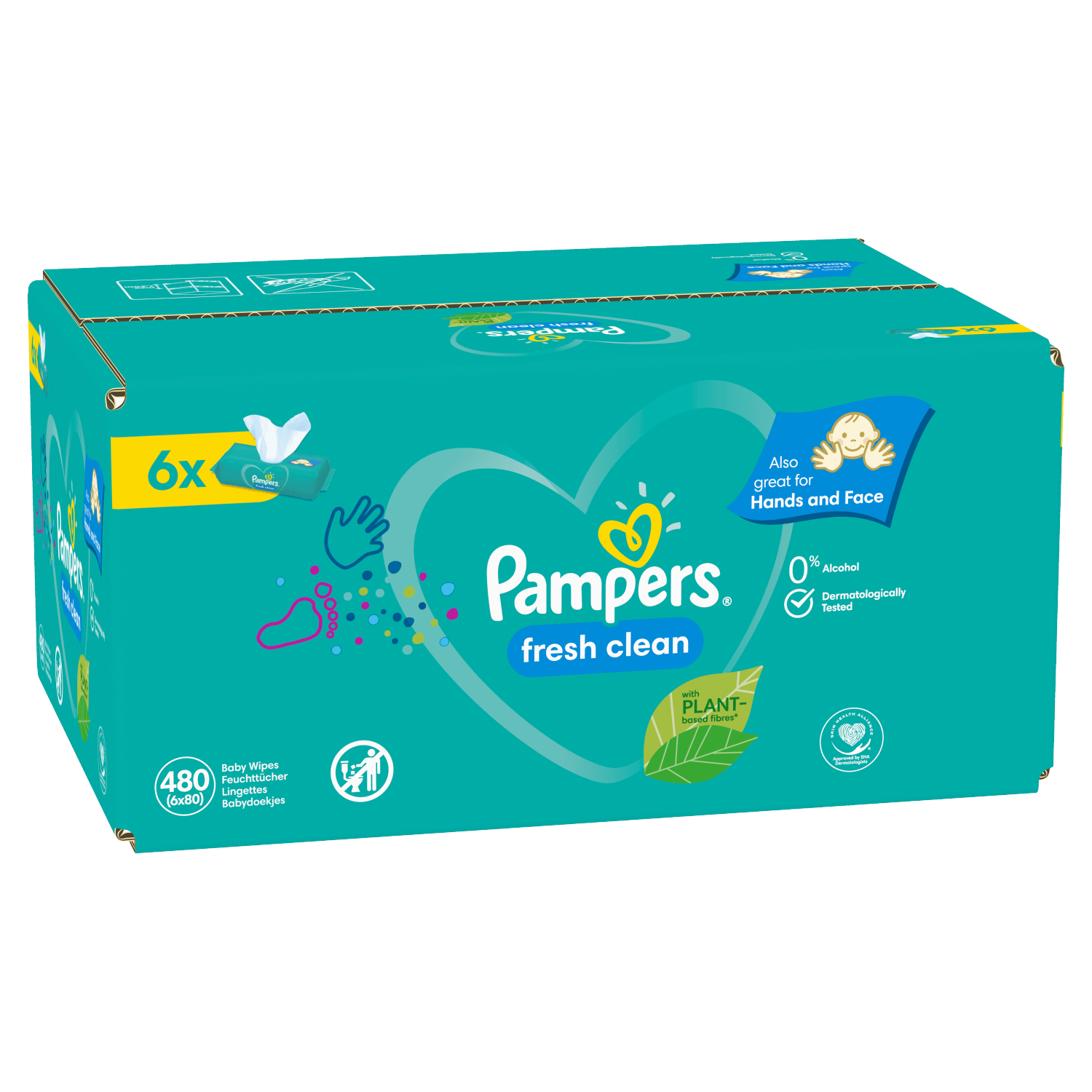 Pampers Fresh Clean, șervețele umede, 6 x 80 buc