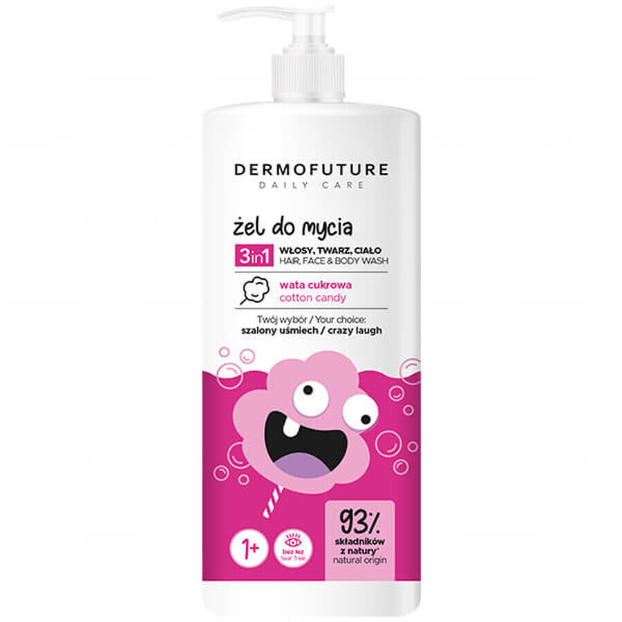 Dermofuture 3 en 1, gel limpiador, algodón de azúcar, 500 ml