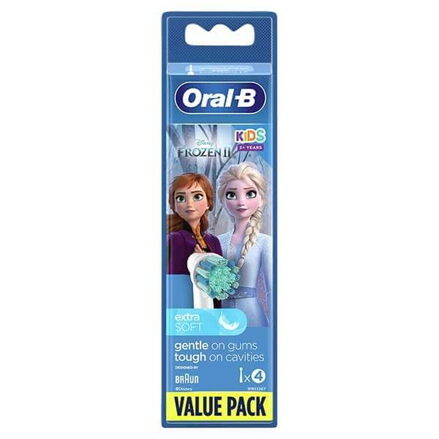 Oral-B Kids Stages Power, punte per spazzolino elettrico, Frozen EB10s-4, oltre 3 anni, ultra morbide, 4 pezzi