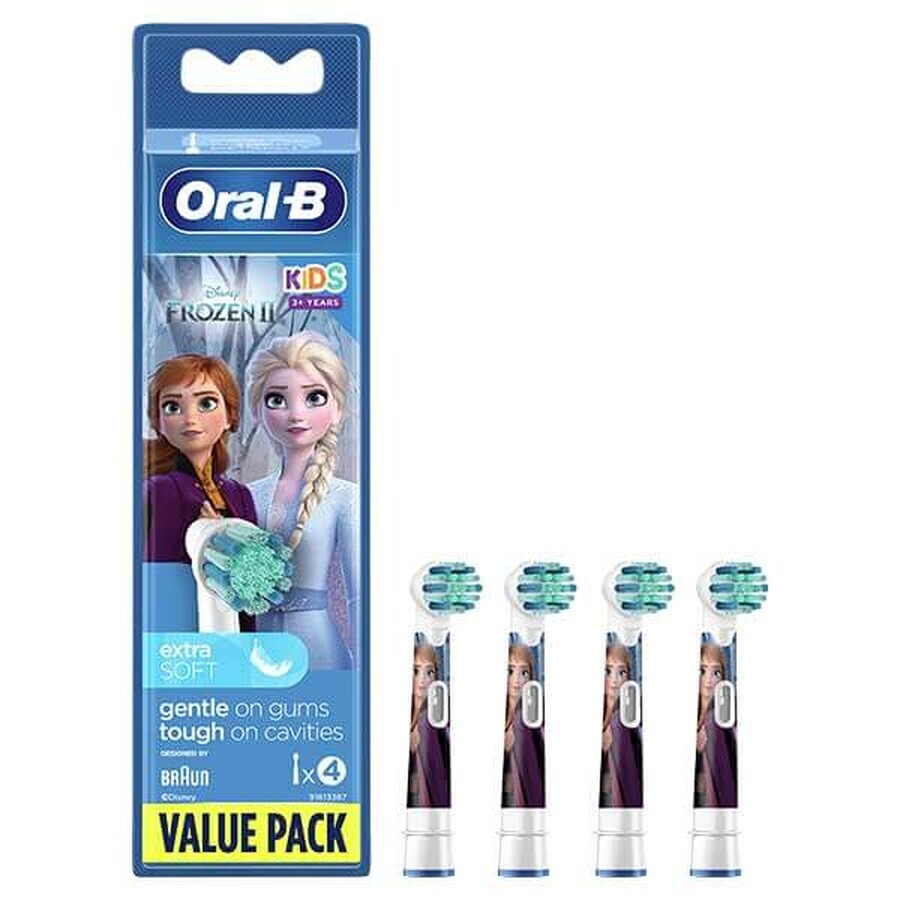 Oral-B Kids Stages Power, punte per spazzolino elettrico, Frozen EB10s-4, oltre 3 anni, ultra morbide, 4 pezzi