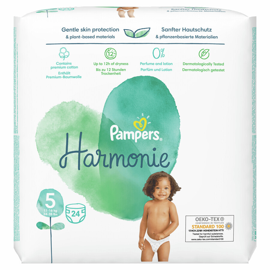 Pampers Harmonie, scutece, mărimea 5, 11-16 kg, 24 buc