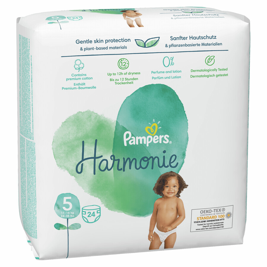 Pampers Harmonie, scutece, mărimea 5, 11-16 kg, 24 buc