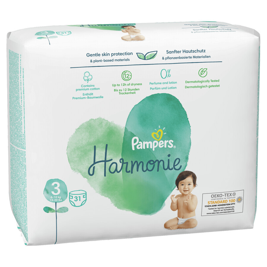 Pampers Harmonie, couches, taille 3, 6-10 kg, 31 pcs