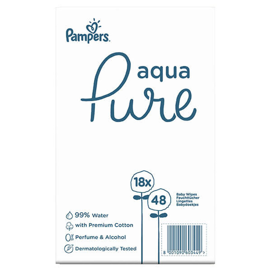 Pampers Aqua Pure, șervețele umede, 18 x 48 buc