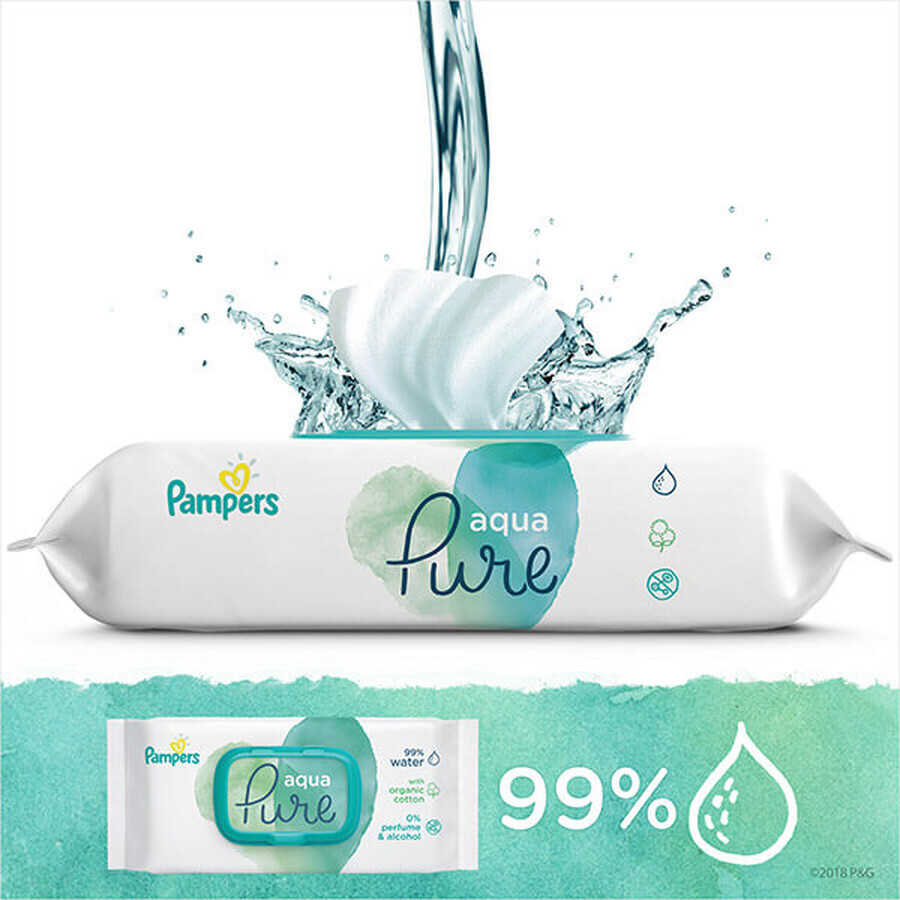 Pampers Aqua Pure, șervețele umede, 18 x 48 buc